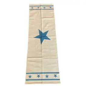LA FINESSE Kludetæppe 60 x 180 cm - creme med blå stjerner - LA FINESSE