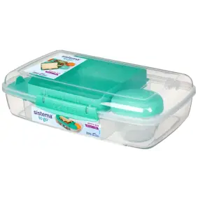 SISTEMA Madkasse bento box to go 1,76 liter - klar / minty teal -