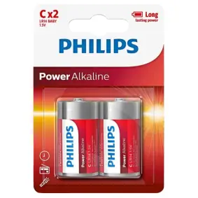 PHILIPS Power alkaline "C" batterier - 2 stk -