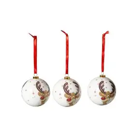 DACORE Julekugler i papmache 3 stk - rudolf - 