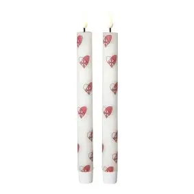 DACORE Stagelys m/3D flamme julehjerter 22 cm - 2 stk - 