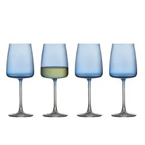 LYNGBY GLAS Zero hvidvinsglas 43 cl 4 stk - blå - BORDDÆKNING