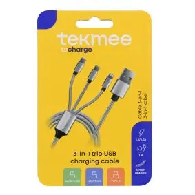 TEKMEE Ladekabel 3in1 - 1 meter -