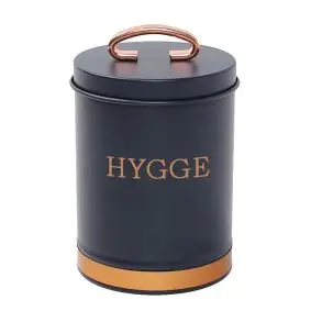 Opbevaringsdåse i metal blå med guld - hygge - 