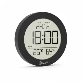 CONZEPT Termometer og hygrometer rundt - sort - 