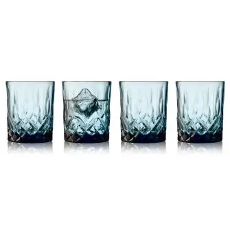LYNGBY Sorrento whiskey glas 32 cl 4 stk - blå - LYNGBY