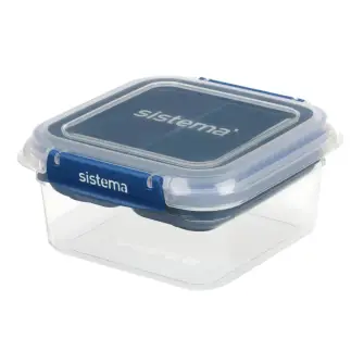 SISTEMA Madkasse square stax to go 1,15  liter - klar / ocean blue - MADKASSER & DRIKKEDUNKE