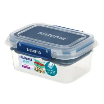SISTEMA Madkasse square stax to go 1,0 liter - klar / ocean blue - MADKASSER & DRIKKEDUNKE