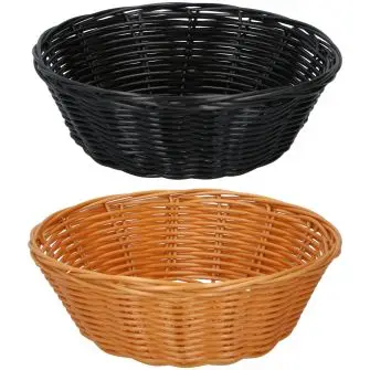 ALPINA Brødkurv i rattan Ø20 cm 2 stk - natur/sort - BORDDÆKNING