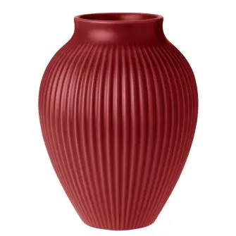 KNABSTRUP Vase 20 cm m/riller - soft cherry red - VASER