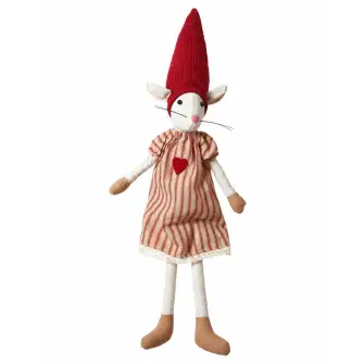 DACORE Julemus 41 cm rød/natur - pige - DEKORATION