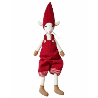 DACORE Julemus 41 cm rød/natur - dreng - DEKORATION
