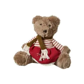DACORE Bamse med striktrøje - natur/rød - DEKORATION