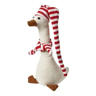 DACORE Juleand i fløjl med striber - 26 cm - DEKORATION