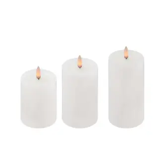 Bloklyssæt med 3D flamme incl. fjernbetjening Ø7,5 udendørs - hvid - AVISTILBUD