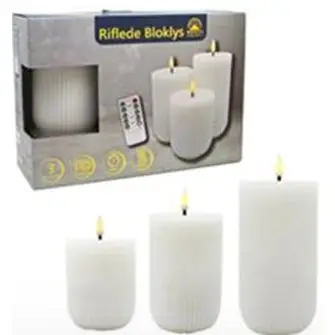 NORDIC GLOW Riflede bloklyssæt inkl fjernbetjening - hvid - BOLIG & FRITID