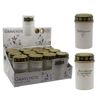 Gravlygte med print og timer - hvid - LYS & LYSKÆDER