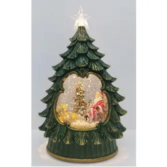 CONZEPT Snelanterne Juletræ med Julemand og LED – 16,3 x 9,7 x 26 cm - CONZEPT