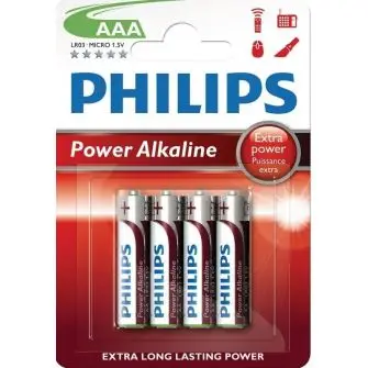PHILIPS Power alkaline "AAA" batterier - 4 stk - PHILIPS