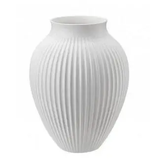 KNABSTRUP Vase 20 cm - hvid med riller - KNABSTRUP KERAMIK