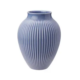 KNABSTRUP Vase 20 cm m/riller - blå - GAVEARTIKLER