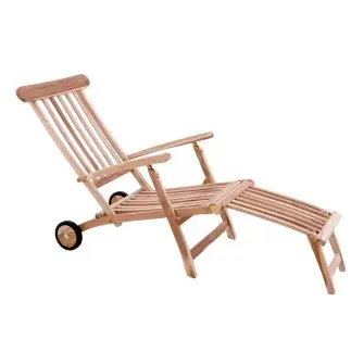 TEAK Dækstol m/hjul & fodskammel - HAVESTOLE