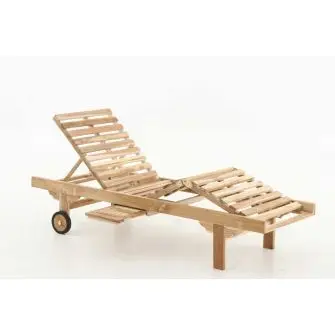 TEAK Solvogn m/hjul & stilbar ryg/ben - HAVEMØBLER I TEAK