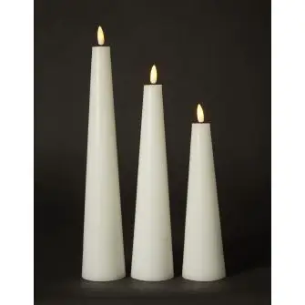 CONZEPT Keglelys med 3D flamme i hvid - 3 stk. - CONZEPT