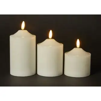 CONZEPT Alterlys med 3D flamme i hvid - 3 stk. - LYS & LYSKÆDER