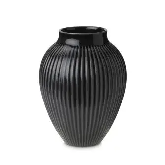KNABSTRUP Vase 20 cm m/riller - sort - KNABSTRUP KERAMIK