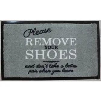 Dørmåtte 45 x 75 cm skridsikker - "Remove your shoes" - DØRMÅTTER