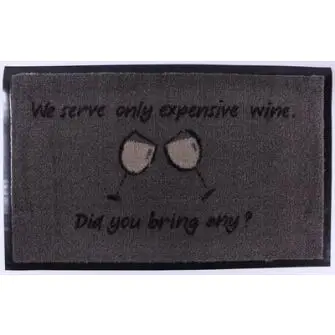 Dørmåtte 45 x 75 cm skridsikker - "We serve only expensive wine" - LA FINESSE