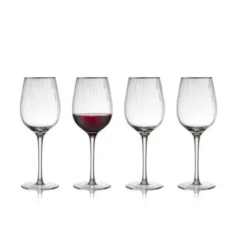 LYNGBY GLAS Palermo rødvin med guldkant  4 stk. - 40 cl - BORDDÆKNING