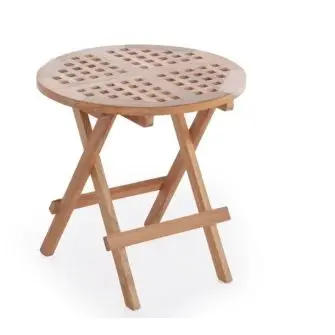 TEAK Ristklapbord Ø50 cm - HAVEMØBLER I TEAK