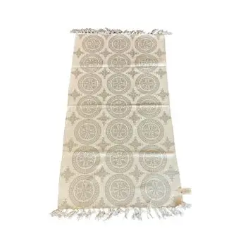 LA FINESSE kludetæppe 65 x 135 cm - hvid med grå print - TEKSTIL