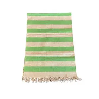 LA FINESSE kludetæppe 70 x 200 cm - striber grøn og hvid - TEKSTIL