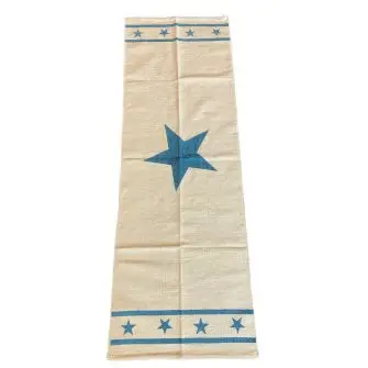 LA FINESSE Kludetæppe 60 x 180 cm - creme med blå stjerner - TEKSTIL