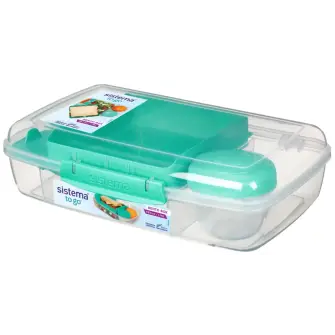 SISTEMA Madkasse bento box to go 1,76 liter - klar / minty teal - MADKASSER & DRIKKEDUNKE
