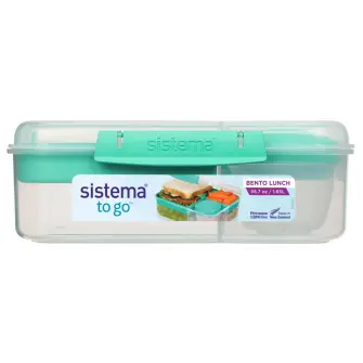 SISTEMA Madkasse bento box lunch to go 1,65 liter - klar / minty teal - MADKASSER & DRIKKEDUNKE