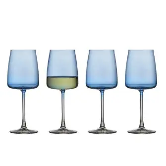 LYNGBY GLAS Zero hvidvinsglas 43 cl 4 stk - blå - BORDDÆKNING