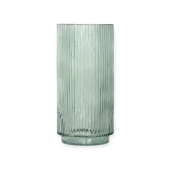 FLORA Glas vase med riller 25 cm - grøn - VASER