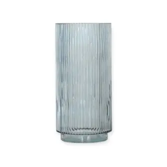 FLORA Glas vase med riller 25 cm - blå - VASER