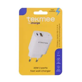 TEKMEE Lynlader 20 watt - type c / usb - hvid - MOBILTILBEHØR