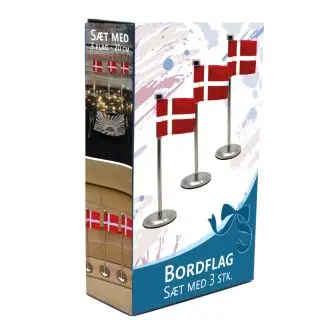 Bordflag på fod 20 cm - 3 stk - ØVRIGE