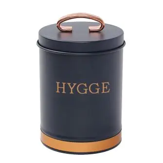 Opbevaringsdåse i metal blå med guld - hygge - OPBEVARING