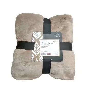 Plaid i luksus fleece - beige - TEKSTIL