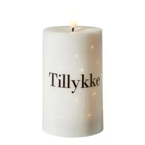 DACORE Bloklys med twinkle H12,5 cm - "tillykke" - 