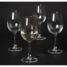 DACORE Hvidvinsglas med riller og guldkant 35 cl - 4 stk - 