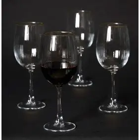 DACORE Rødvinsglas med riller og guldkant 45 cl - 4 stk - 