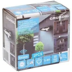 GRUNDIG Solcelle lampe t/væg 2 stk - 